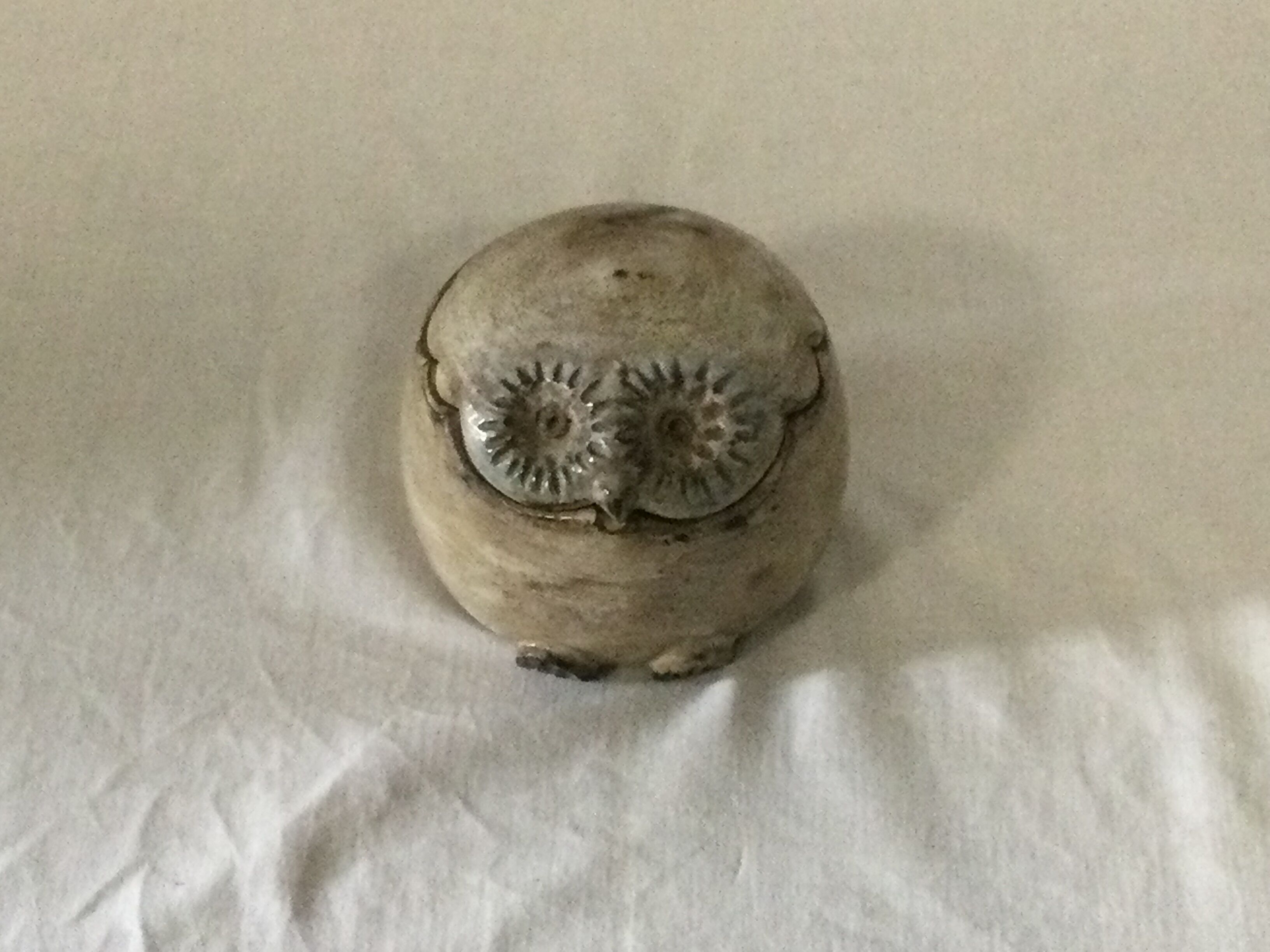 Sandstone box with lid signed Argans