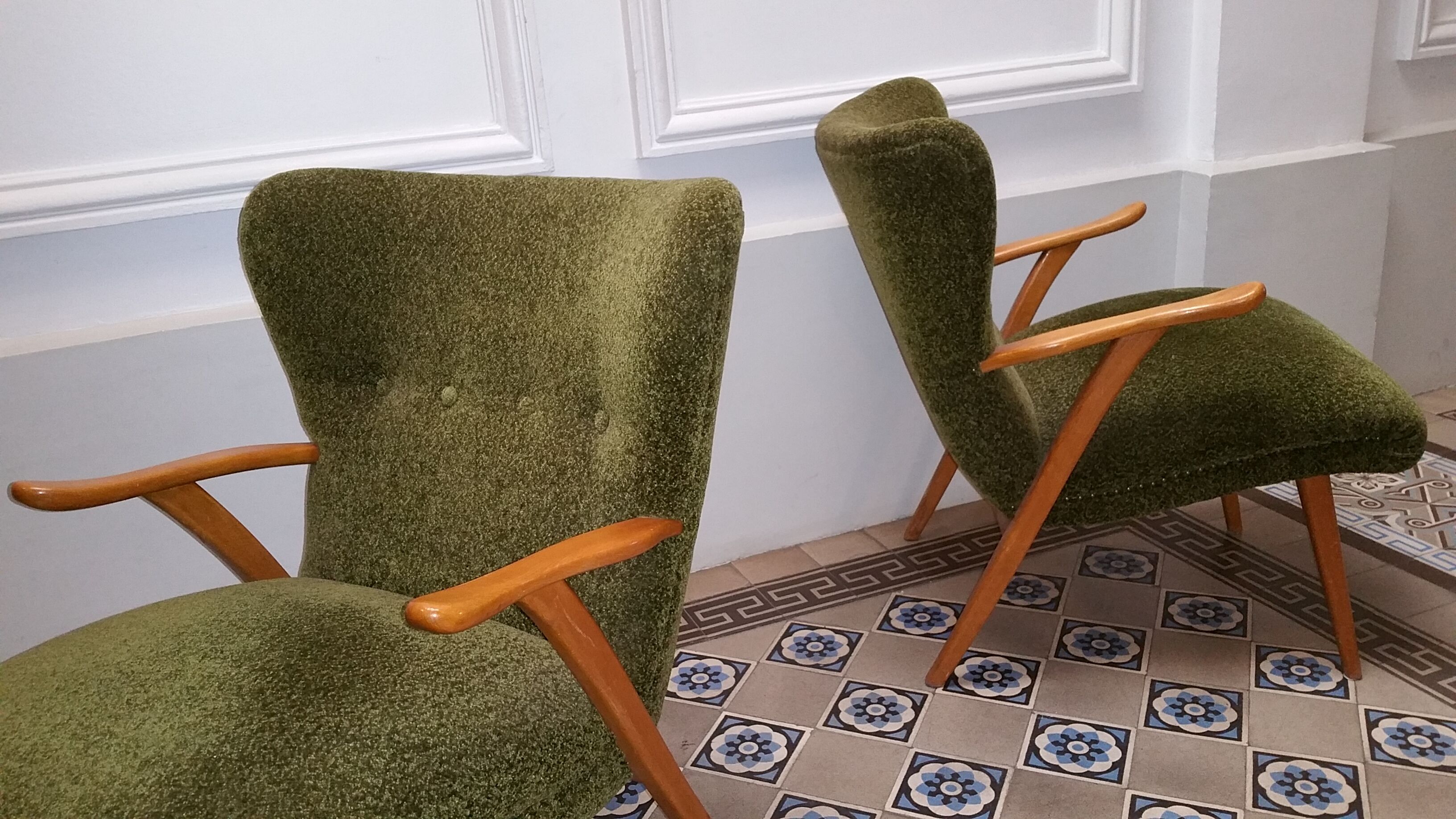 Pair of chairs WING Zig Zag cocktail vintage 50 60 year