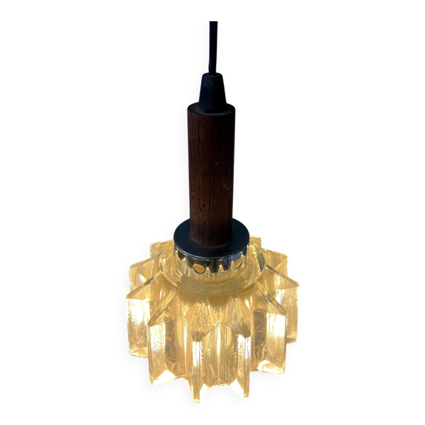 Petite suspension Mid-Century en verre cristal