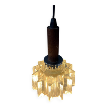Small Mid-Century crystal glass pendant light