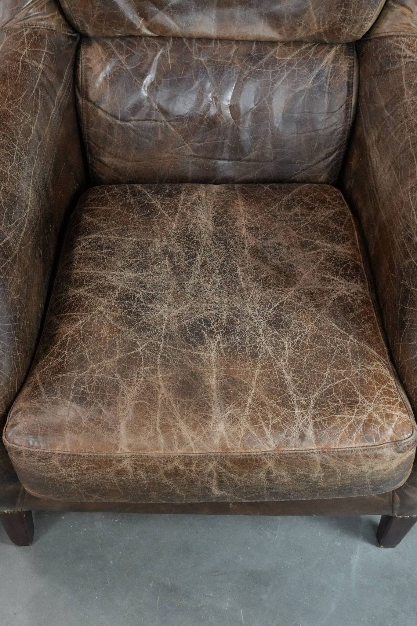 Very comfortable set of two vintage cowhide leather armchairs