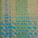 Green three seat sofa Teak frame