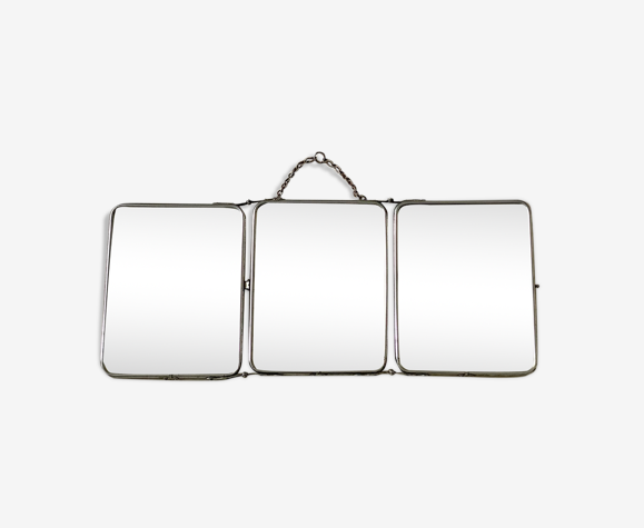 Miroir triptyque de barbier vintage 1950