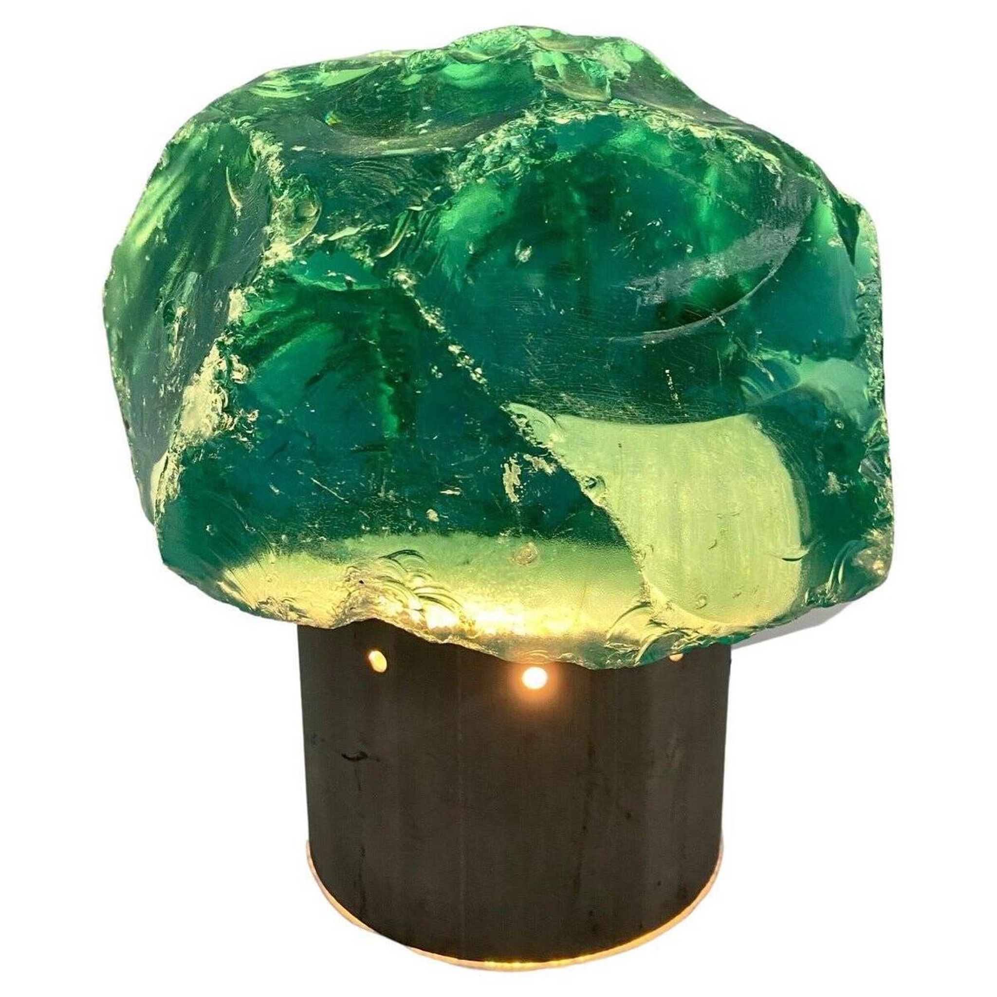 Vintage Table Lamp in Saint Gobain Glass in the style of Max Ingrand, 1960s