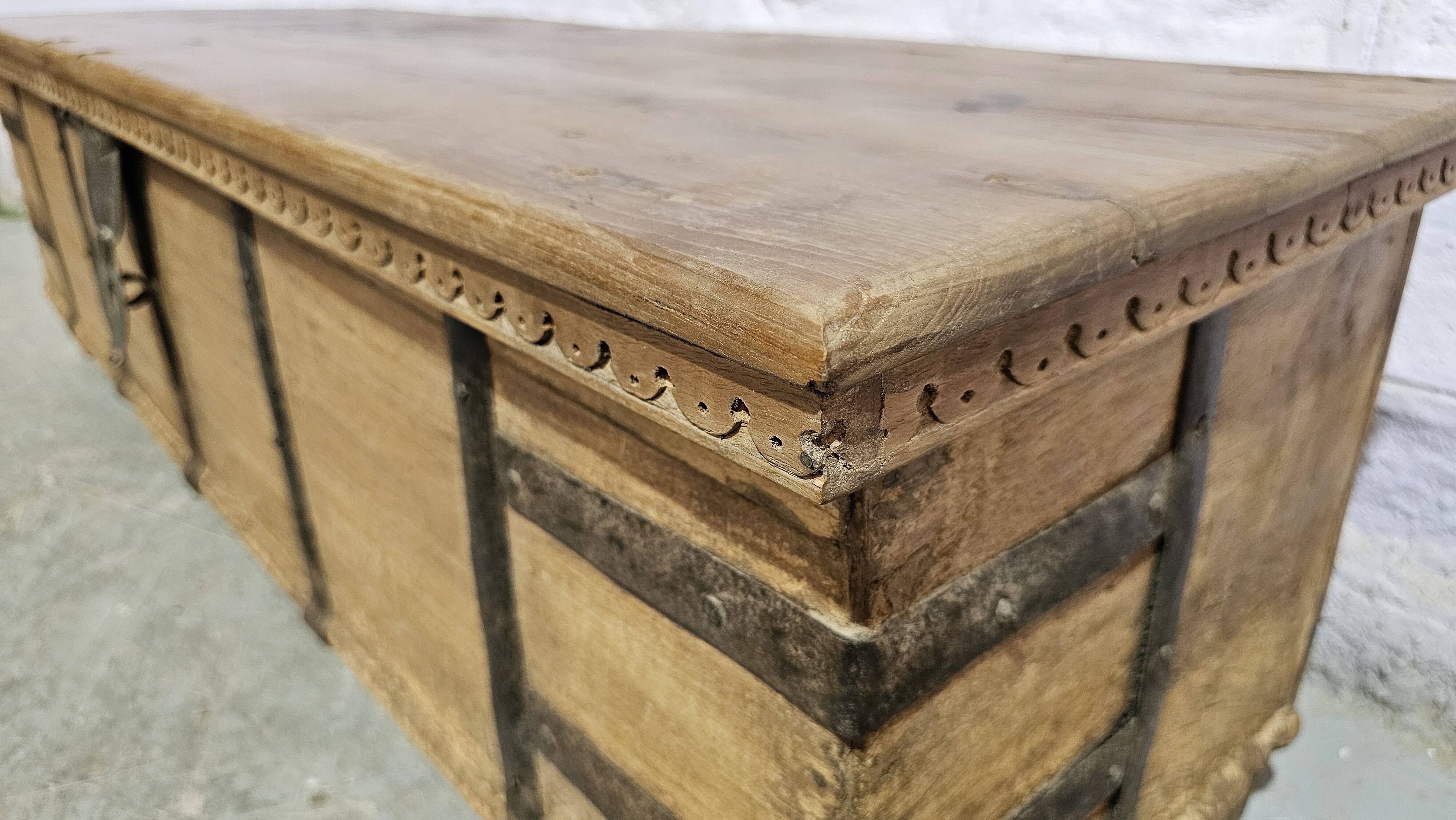 Burmese teak bench - chest