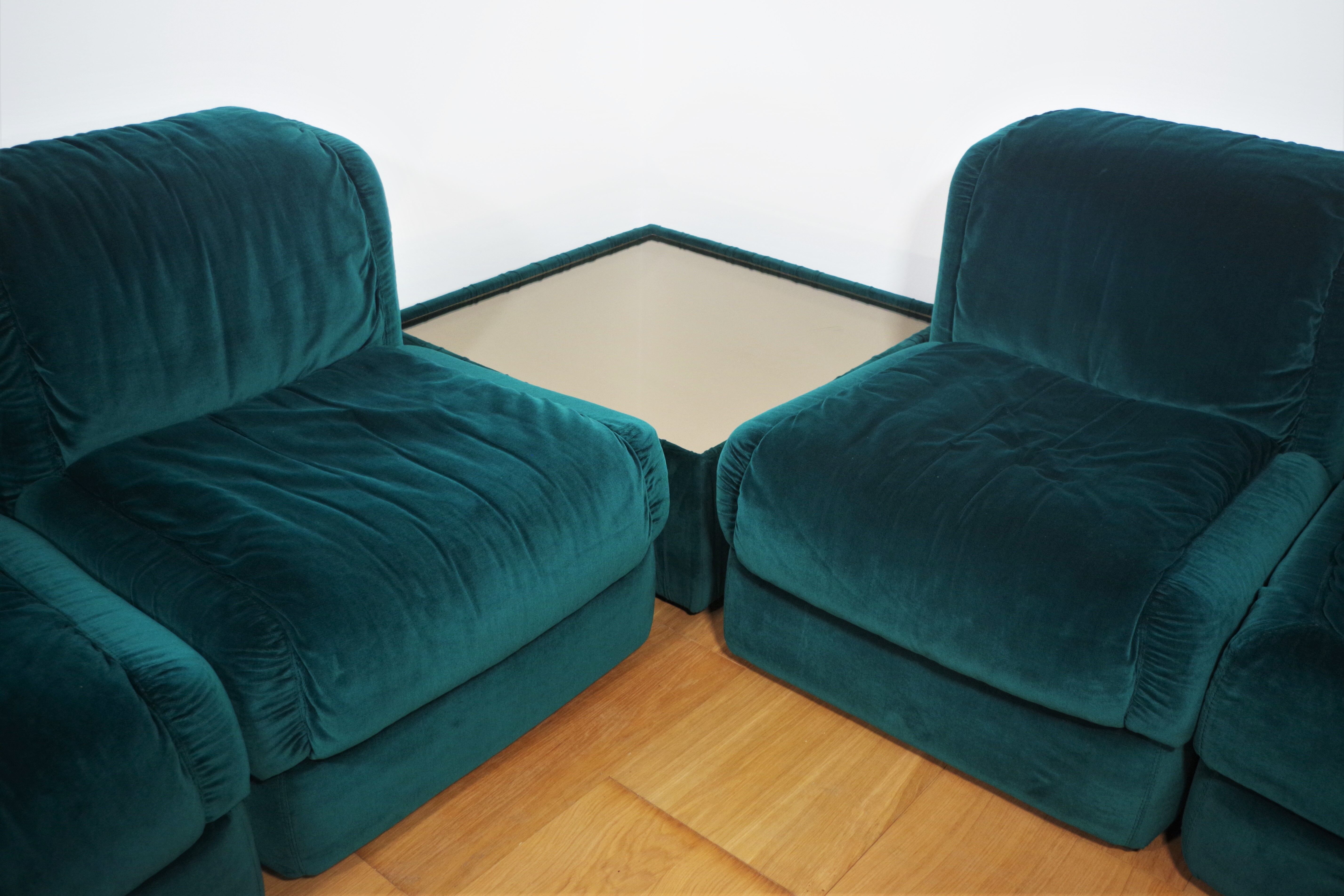 Fauteuils en Chenille de Seven Salotti, 1970s, Set de 5