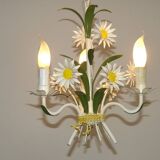 Lustre 3 feux en métal et motifs floral, France