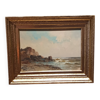 marine old rocky coast oil on canvas 1890 - 1910