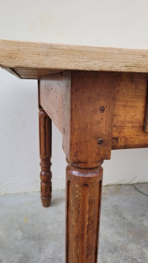 Table de ferme rustique ancienne 2 tiroirs 1900s - 1m62