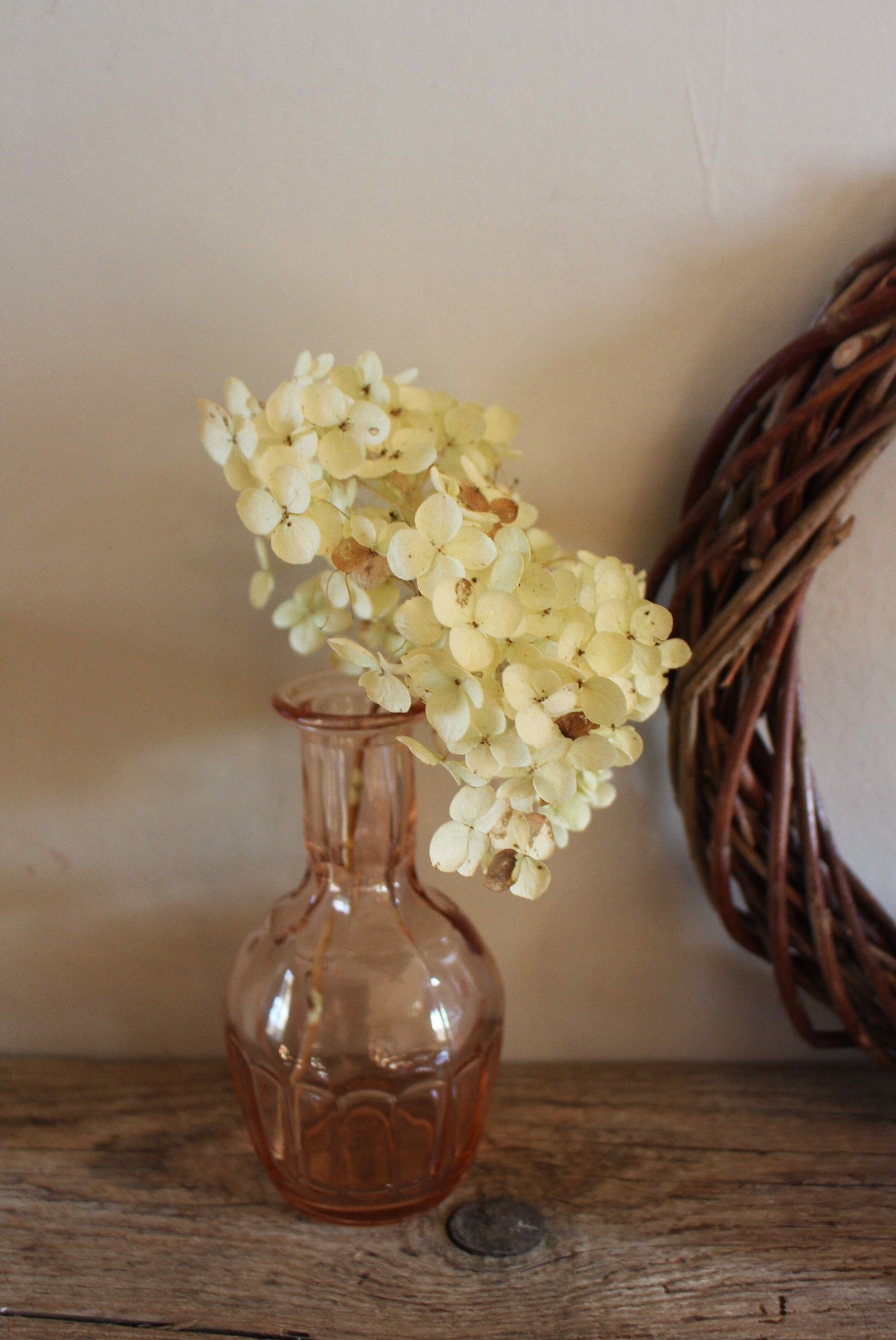 Vase soliflore old glass rosaline neck round belly