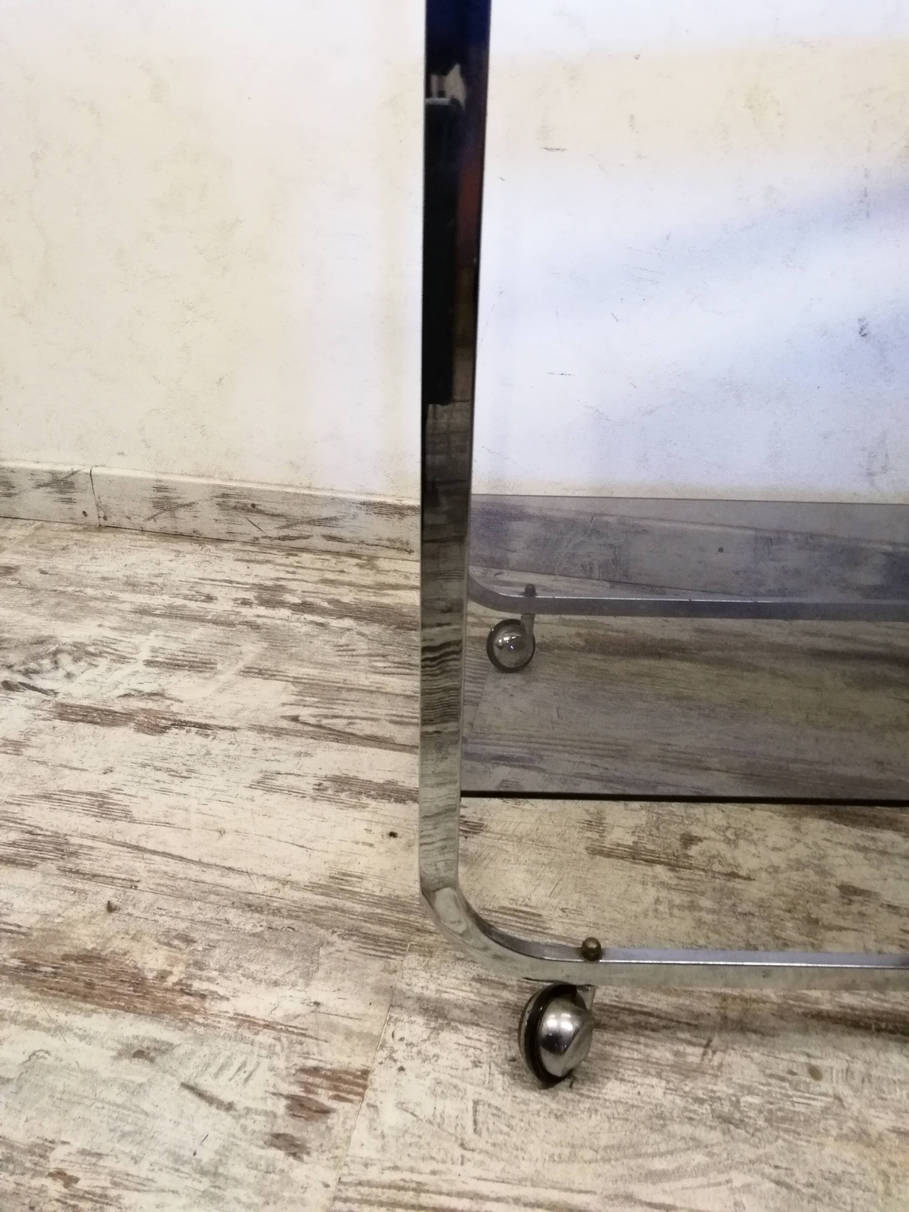 Vintage chrome metal serving trolley