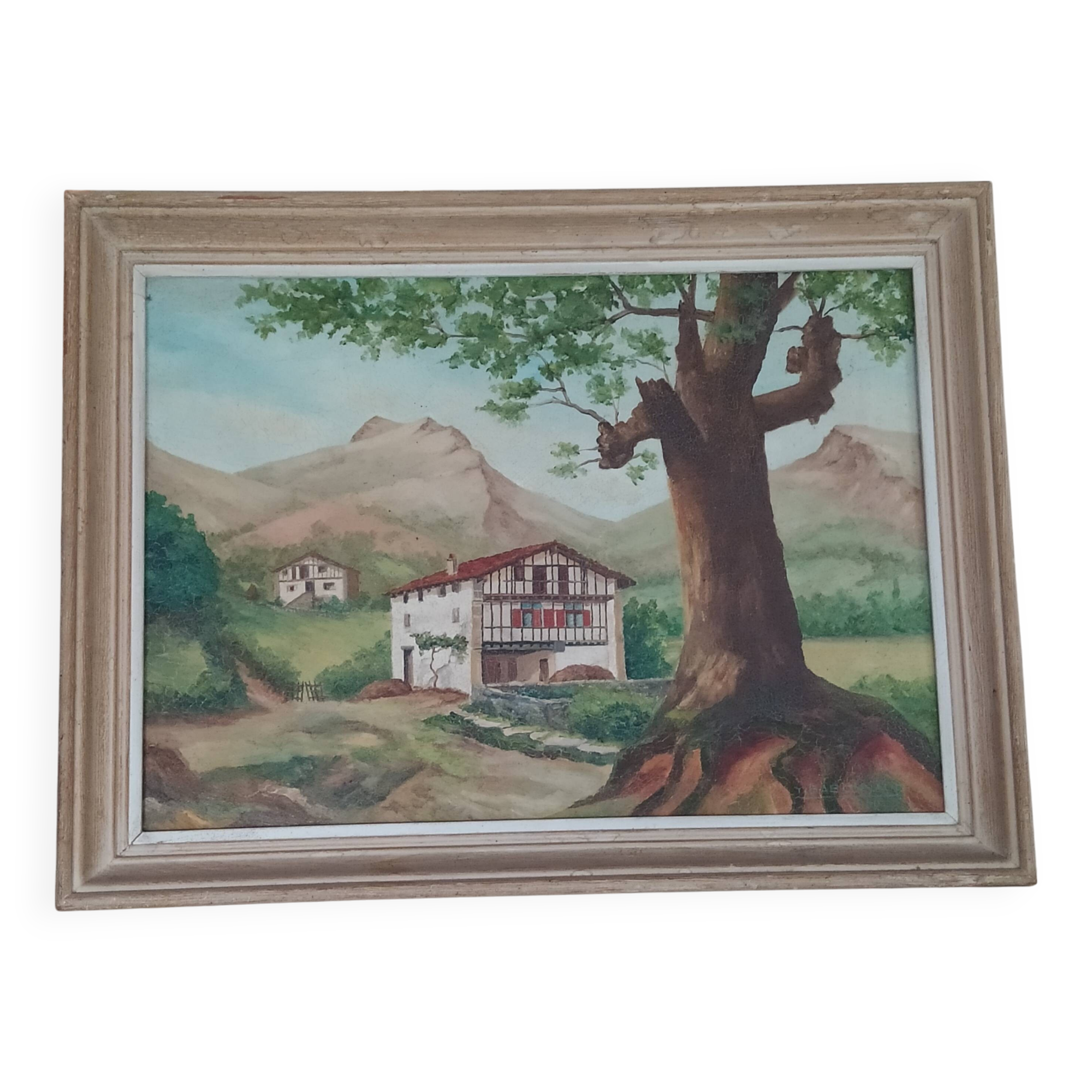 oil on canvas Basque landscape signed Yves Babonnaud 20th century