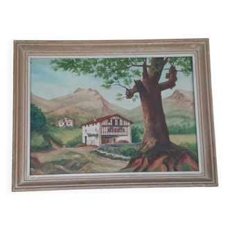 oil on canvas Basque landscape signed Yves Babonnaud 20th century