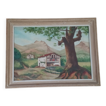 oil on canvas Basque landscape signed Yves Babonnaud 20th century