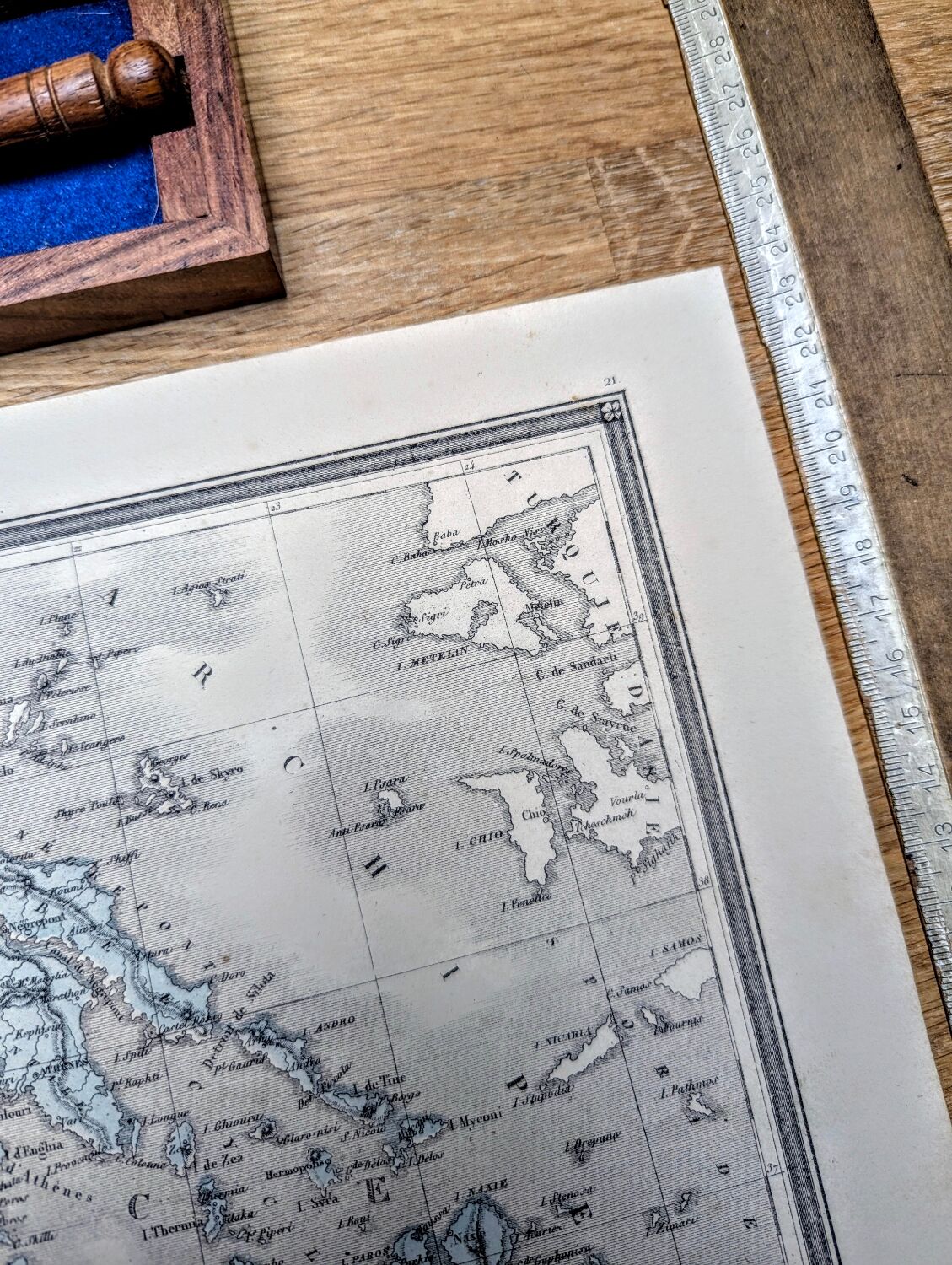 La Grèce, carte ancienne, imprimée en 1852. Authentique.