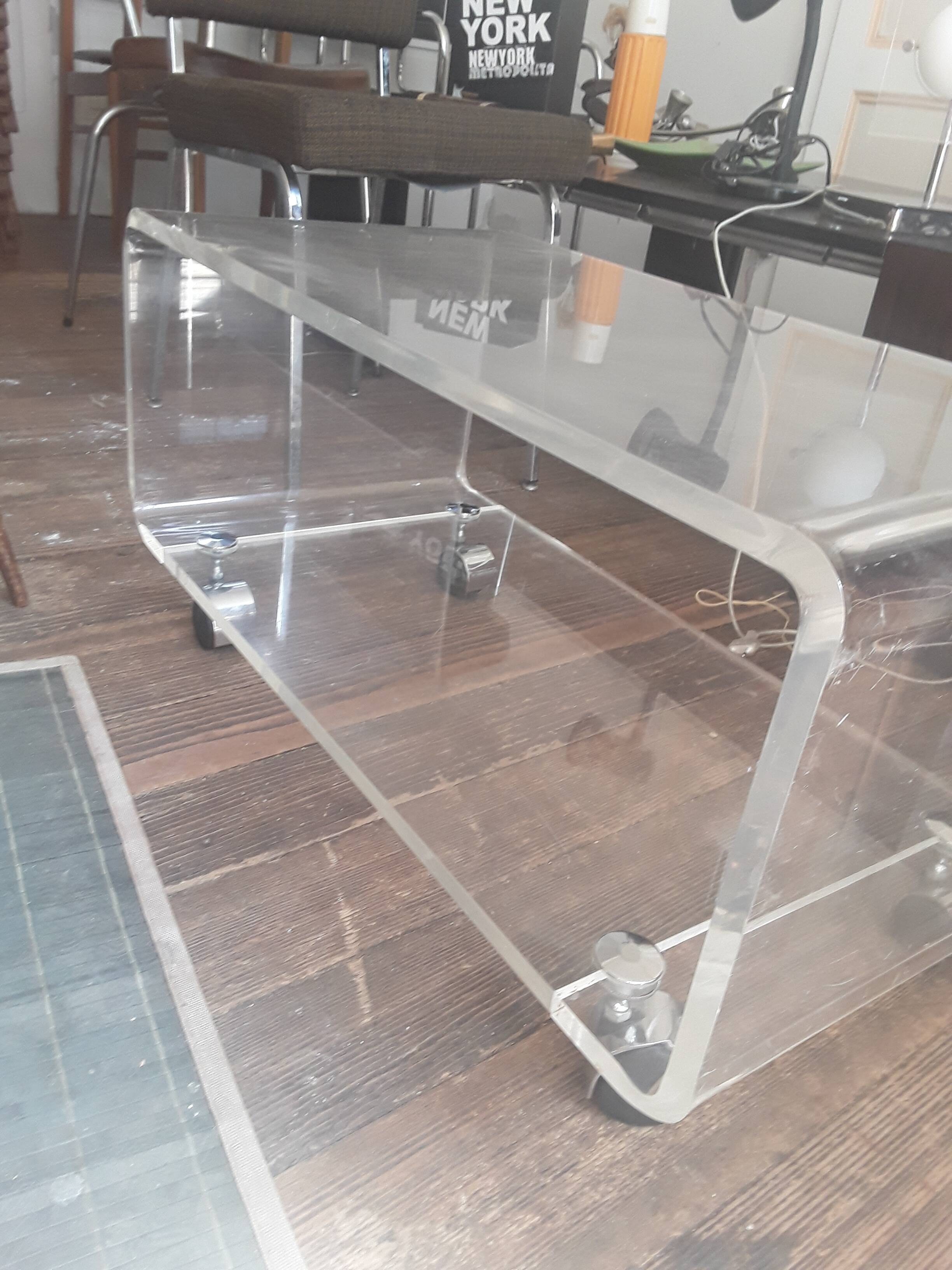 David Lange plexiglass coffee table