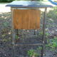 Vintage burnt wood desk shou-sugi-ban method, Japan
