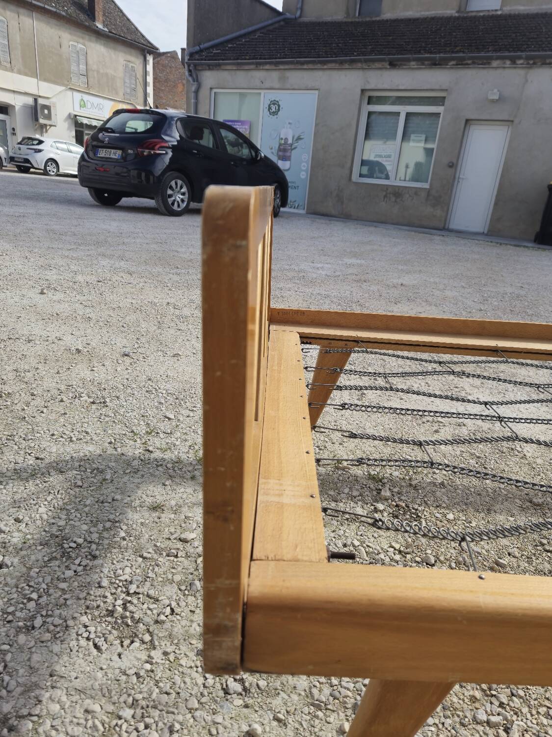 Vintage bed with compass feet from the 1950s