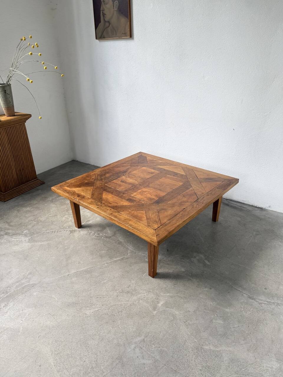 1940s inlaid oak coffee table