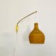 Adjustable Brass and Wicker Arc Sconce