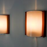 Pair of pine and methacrylate wall lights, spain 1980