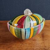 Vintage Ceramic Bonbonnière with Colourful Stripes - Jewellery Box