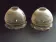 Set of 2 Vintage French Amber Patterned Glass Shades Frilled Edge