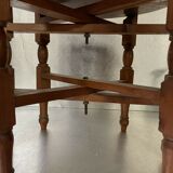 Oriental tea table, moroccan, copper top, engraved wood base, ethnic