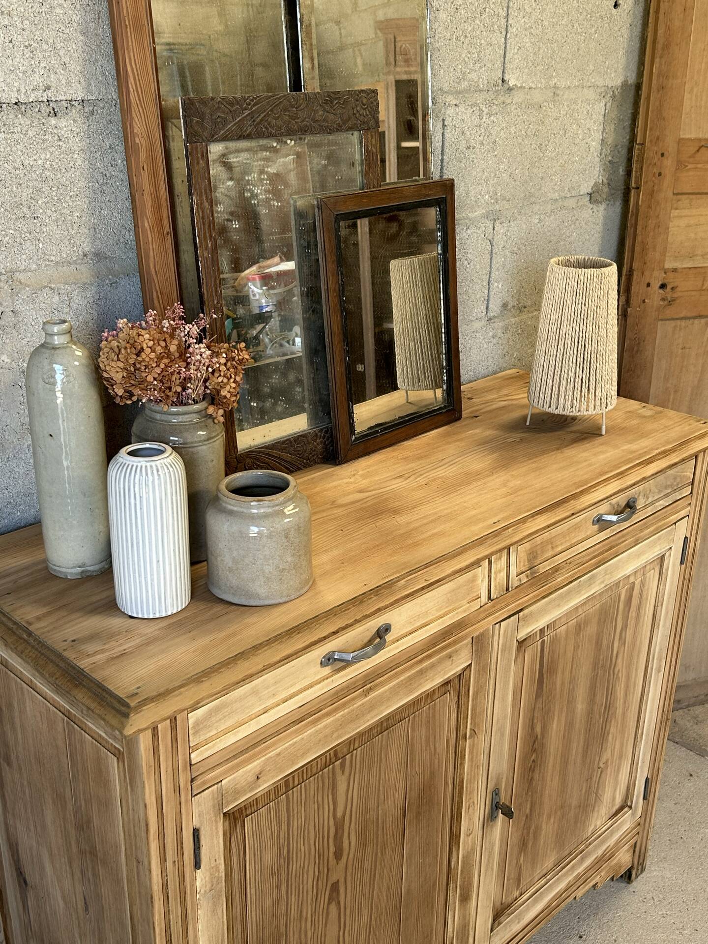 Antique buffet in solid pitch pine
