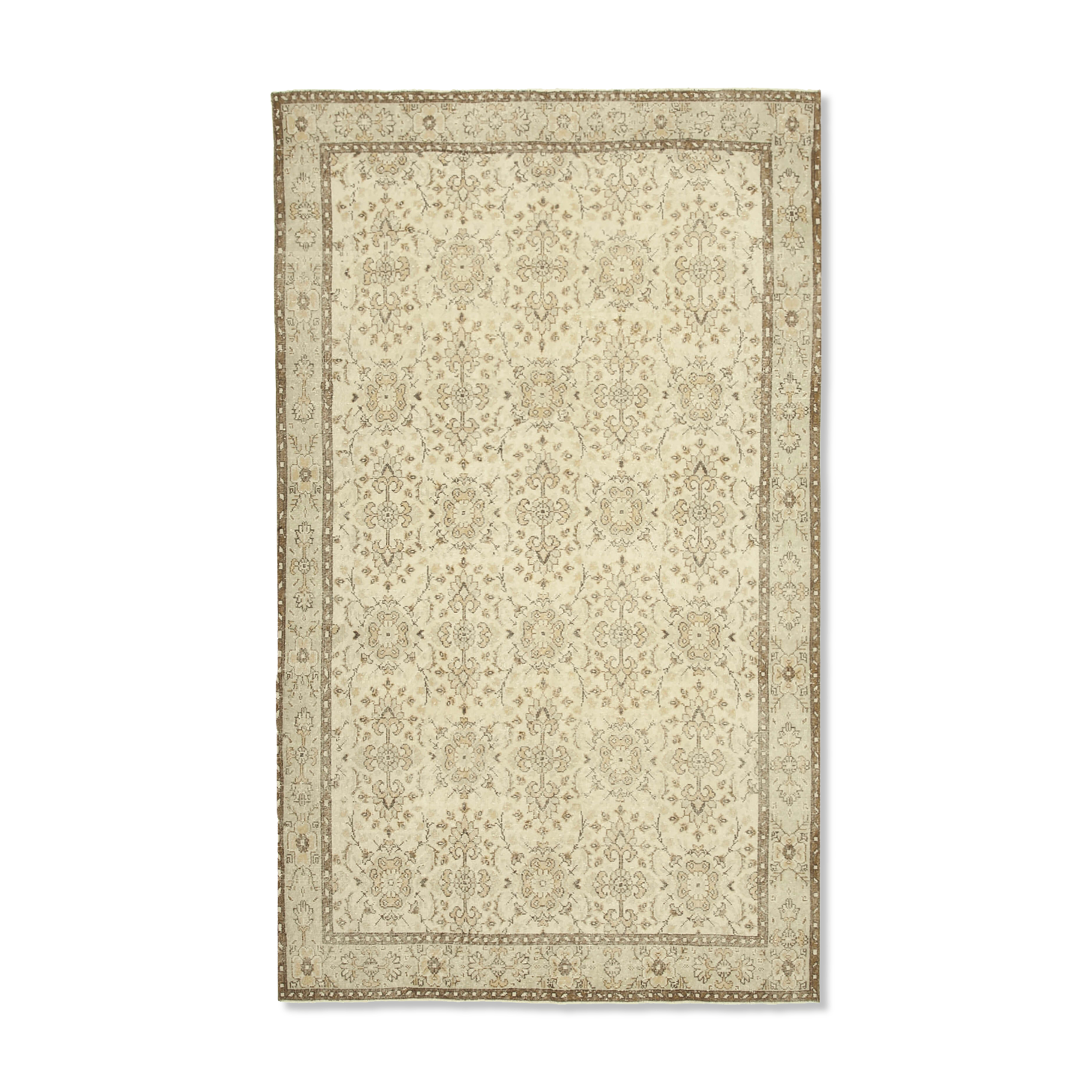 Handwoven wool anatolian beige rug 187 cm x 310 cm