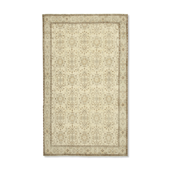 Tapis beige anatolien en laine tissée à la main 187 cm x 310 cm