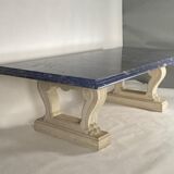 Blue granite table azul bahia and pierre limoneuse circa 1980