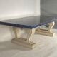 Blue granite table azul bahia and pierre limoneuse circa 1980