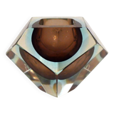 Sommerso faceted ashtray and pocket tray, made of Murano glass.