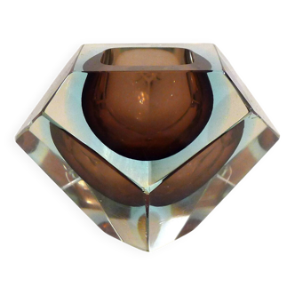 Sommerso faceted ashtray and pocket tray, made of Murano glass.