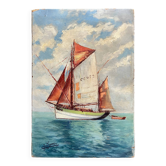 Tableau HST/P Marine Sailing Boat in Calm Weather signed (circa 1950)