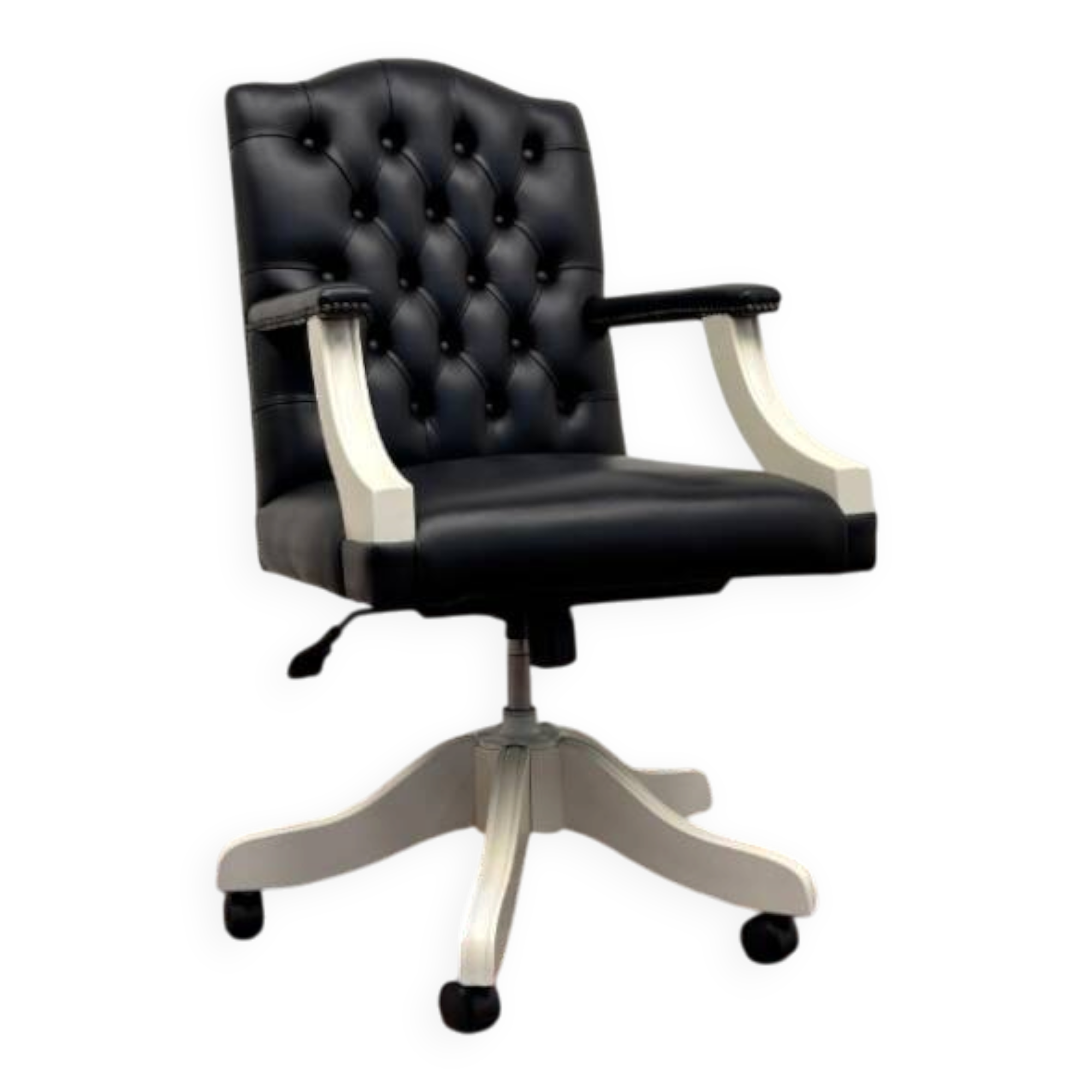 Classic English White Chesterfield Office Chair