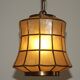 French Vintage Capiz Shell Hanging Pendant Light in Brass Metal and Copper