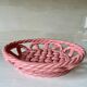 Vintage pink woven ceramic fruit basket