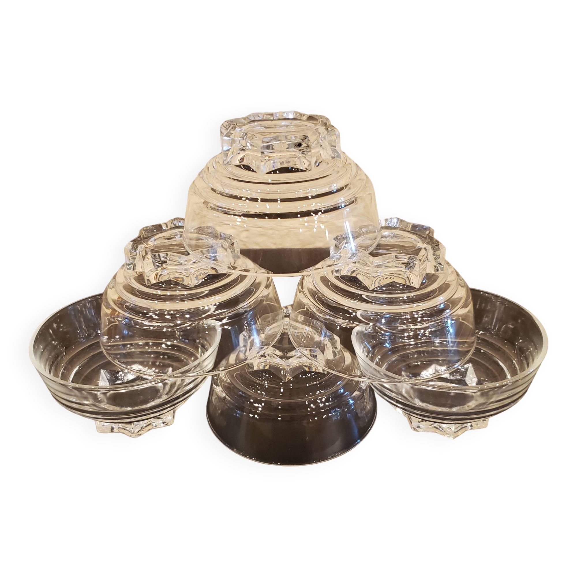 6 glass champagne cups from the 50s