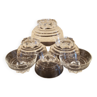 6 glass champagne cups from the 50s