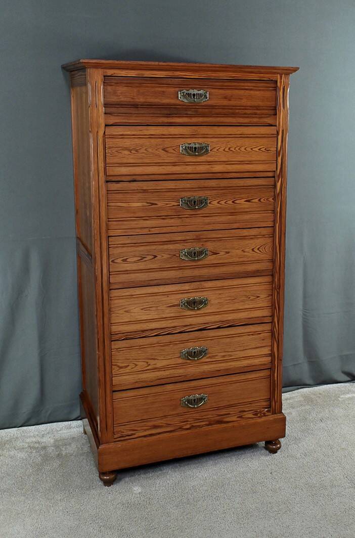 Pitch pine weekly planner, Art Nouveau period – Early 20th century