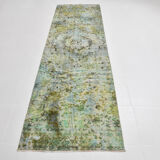 3x10 green tones turkish runner rug, 91x299cm
