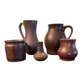 Série de 5  vases vintage en céramique marron