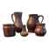 Series of 5 vintage brown ceramic vases