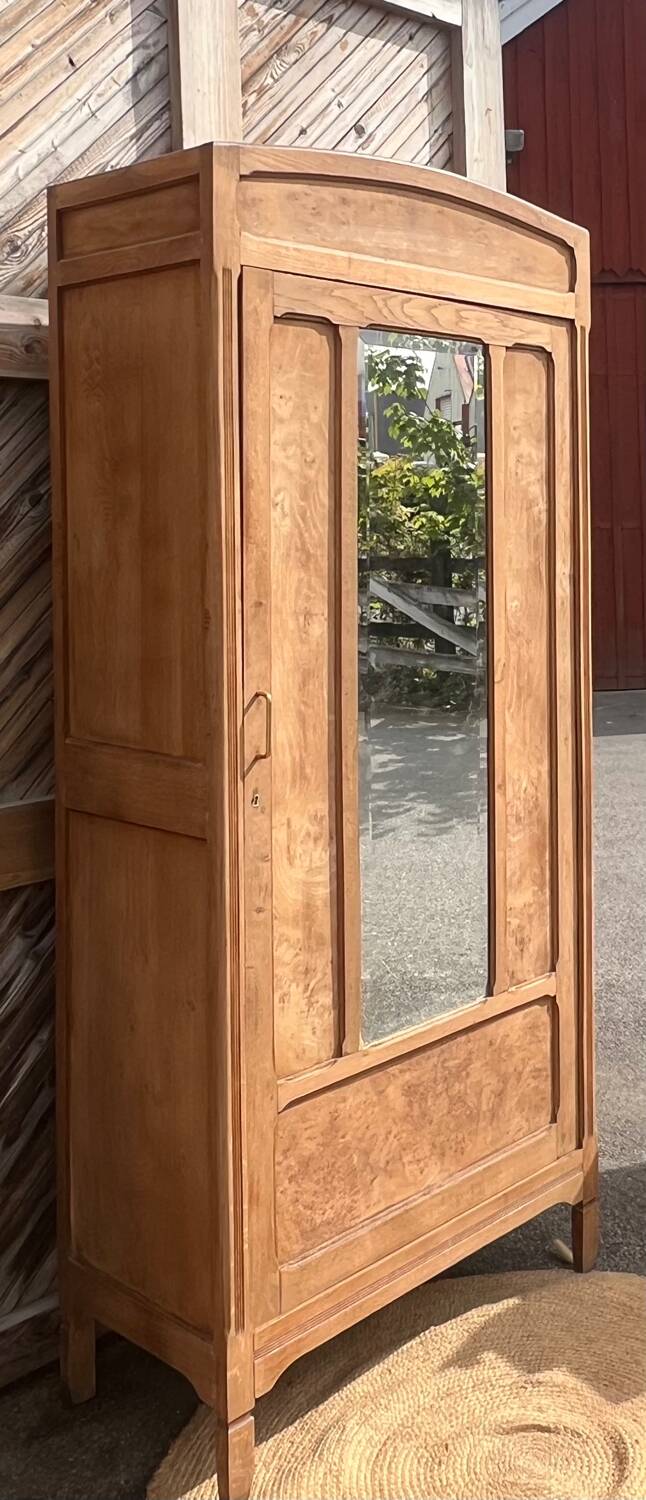 Pair of 2 identical Parisian wardrobes in raw oak.