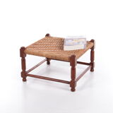 Vintage Brutalist stool or footstool made of jute rope, 1960s