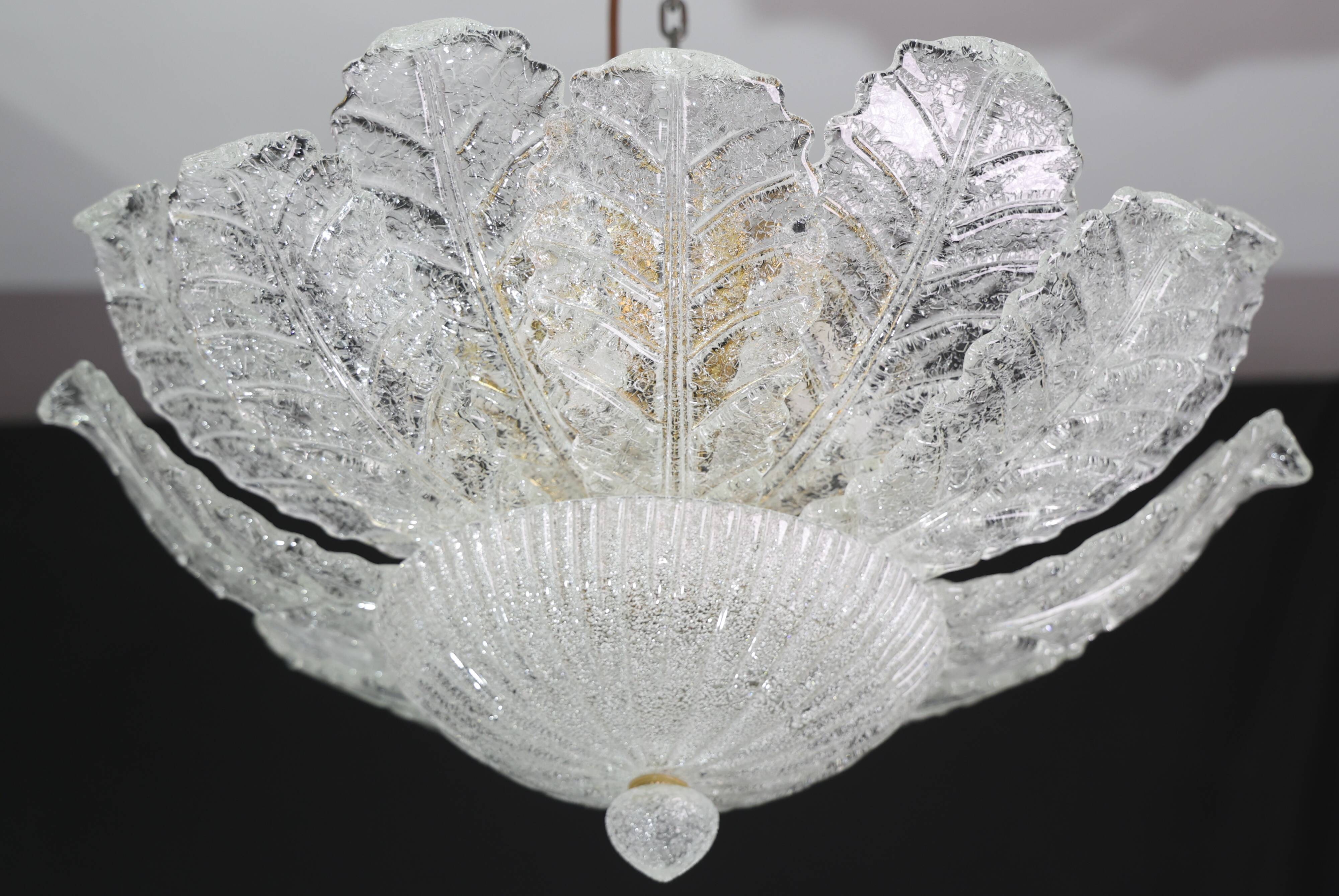 Procida, Murano Clear trasparent Vintage Glass Ceiling Light, 1970s