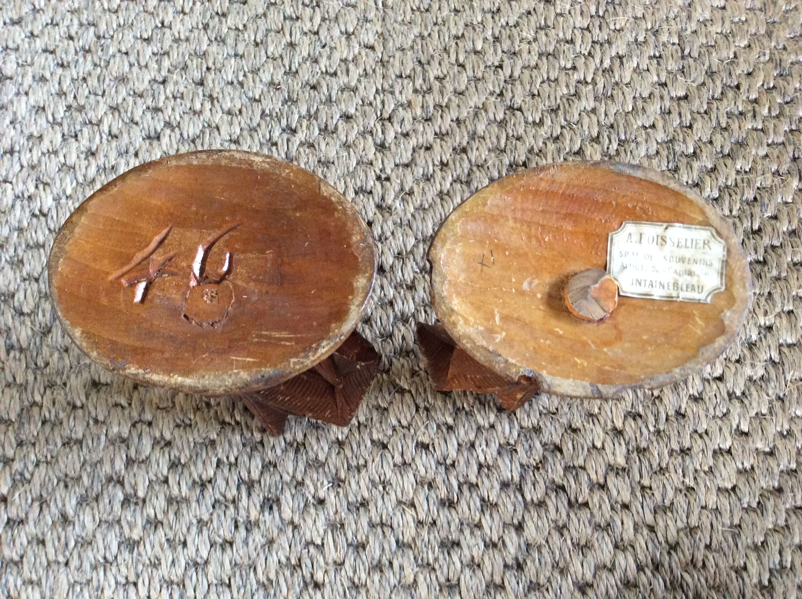2 wooden candle holders