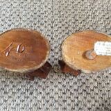 2 wooden candle holders